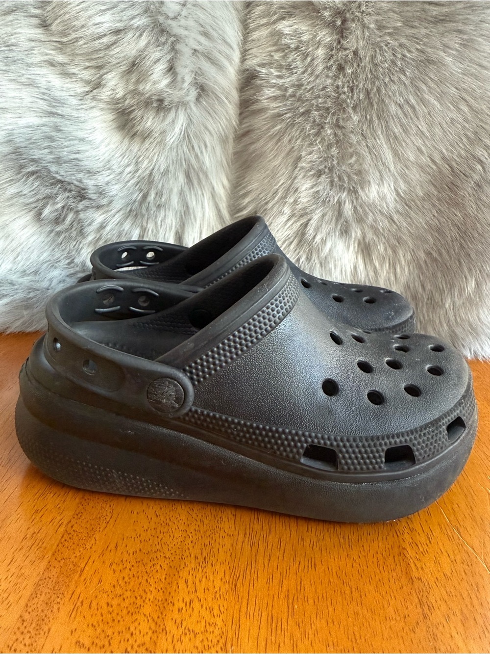 CROCS Kids Black Platform Clogs